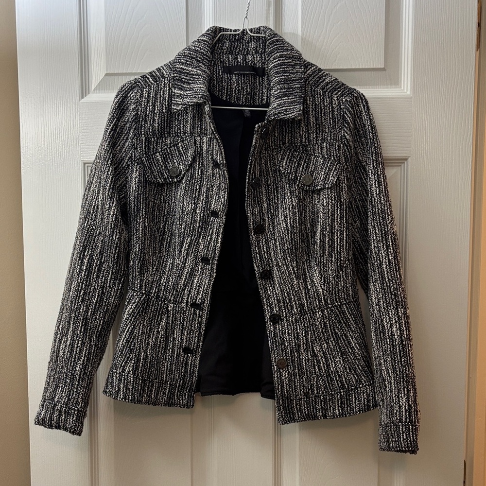 White House Black Market Textured Black and White Blazer